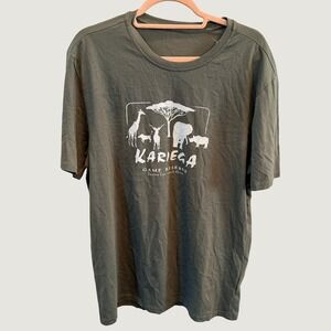 African Nature Graphic Tee Mens Large Green Kariega Game Reserve Safari Shirt